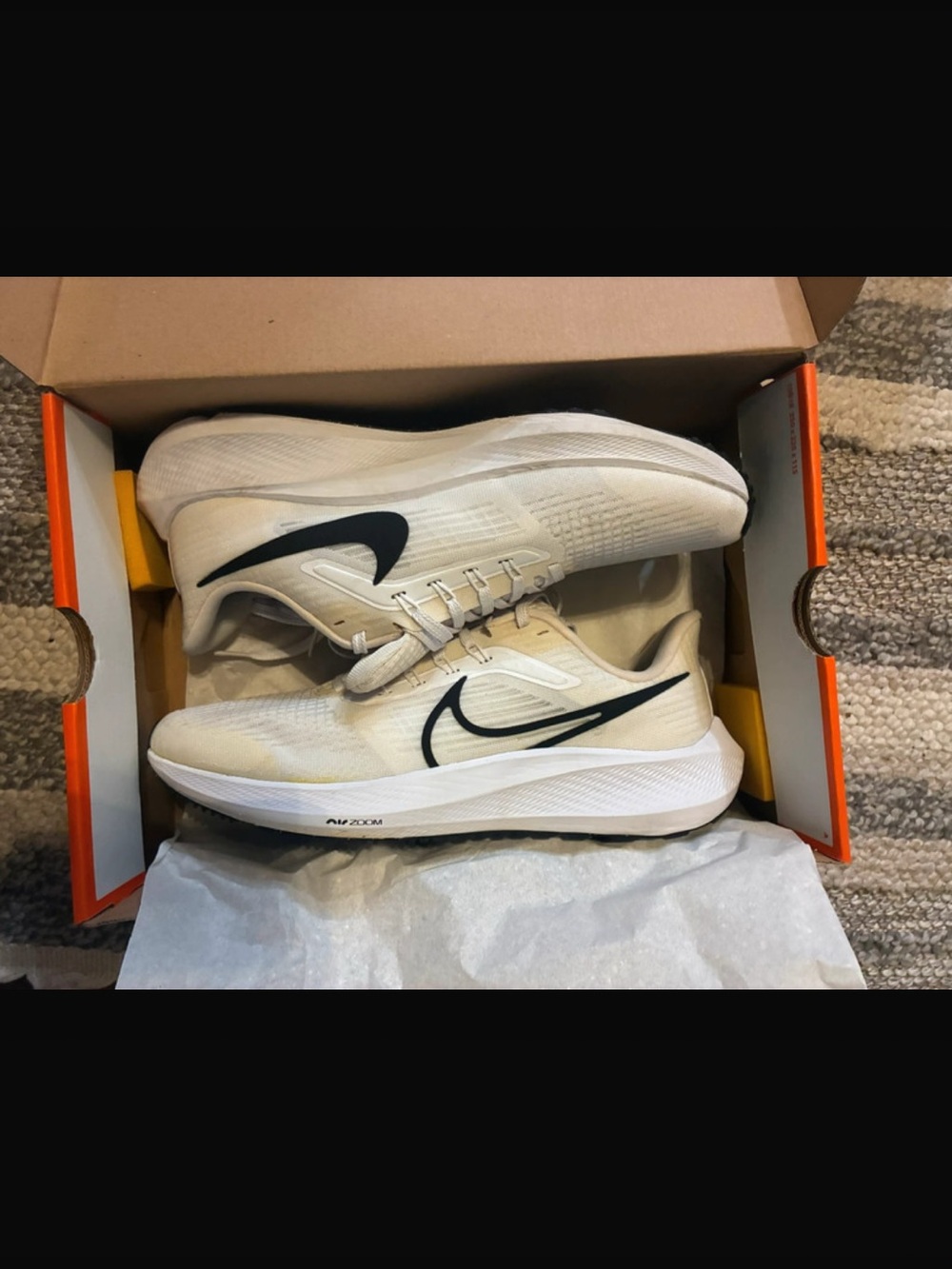 Nike Men’s Sneakers - Cream Upper with Black Swoosh